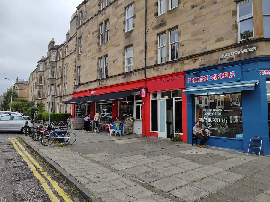 The shop seen from Spottiswoode Road, next to Red Box Coffee